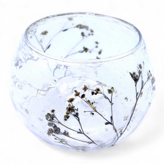 (image for) Natural Floral Glass - Bowl Candle Holder - Margarita - (8x10cm)