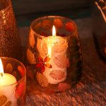 (image for) Natural Floral Glass - Vase Candle Holder - Primavera - (12x11cm)