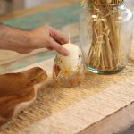 (image for) Natural Floral Glass - Straight Candle Holder - Rosa - (8x8cm)