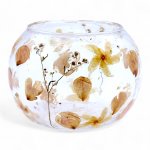 (image for) Natural Floral Glass - Large Bowl Candle Holder - Rosa - (12x13cm)