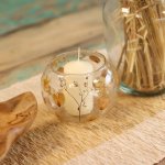 (image for) Natural Floral Glass - Large Bowl Candle Holder - Rosa - (12x13cm)