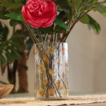 (image for) Natural Floral Glass - Tall Vase Candle Holder - Rose - (19x11cm)