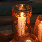 (image for) Natural Floral Glass - Tall Vase Candle Holder - Rose - (19x11cm)