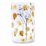 (image for) Natural Floral Glass - Tall Vase Candle Holder - Rose - (19x11cm)