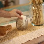 (image for) Natural Floral Glass - Straight Candle Holder - Pino - (10x9cm)