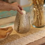 (image for) Natural Floral Glass - Large Bowl Candle Holder - Pino - (15x12cm)