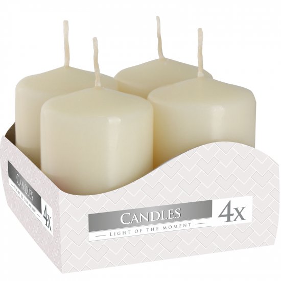(image for) Set of 4 Pillar Candles 40x60mm - Ivory