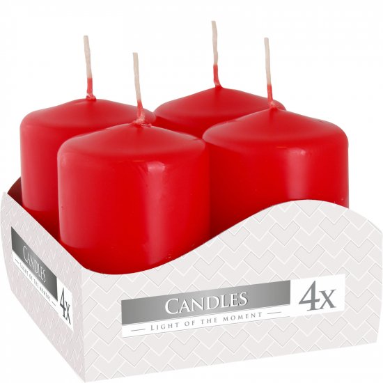 (image for) Set of 4 Pillar Candles 40x60mm - Red