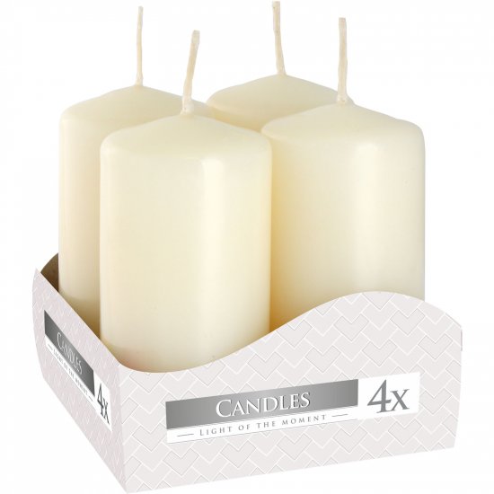 (image for) Set of 4 Pillar Candles 40x80mm - Ivory