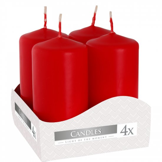 (image for) Set of 4 Pillar Candles 40x80mm - Red