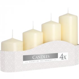 Set of 4 Pillar Candles 50mm (11/16/22/33H) - Ivory