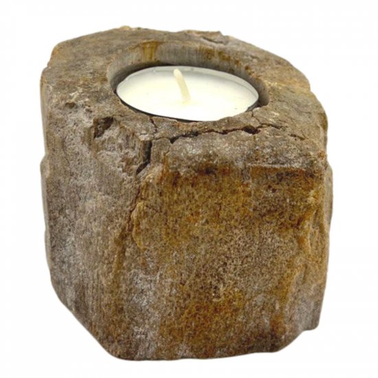 (image for) Petrified Wood Candle Holder - Single Low