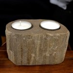 (image for) Petrified Wood Candle Holder - Double