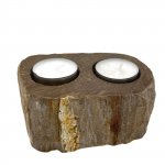 (image for) Petrified Wood Candle Holder - Double
