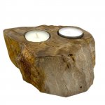 (image for) Petrified Wood Candle Holder - Double