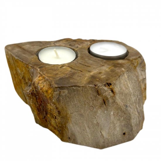 (image for) Petrified Wood Candle Holder - Double