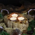 (image for) Petrified Wood Candle Holder - Triple