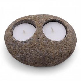 Natural Riverstone Candle Holder - Double Nightlight Natural Riverstone Candle Holder - Double Nightlight