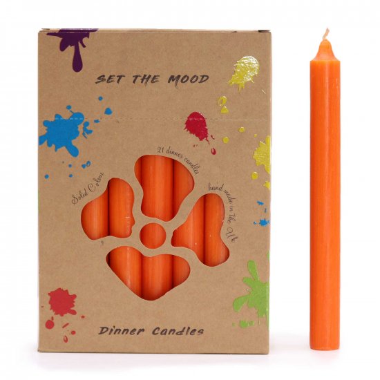 (image for) Solid Colour Dinner Candle Set - Pack of 21 - Rustic Orange