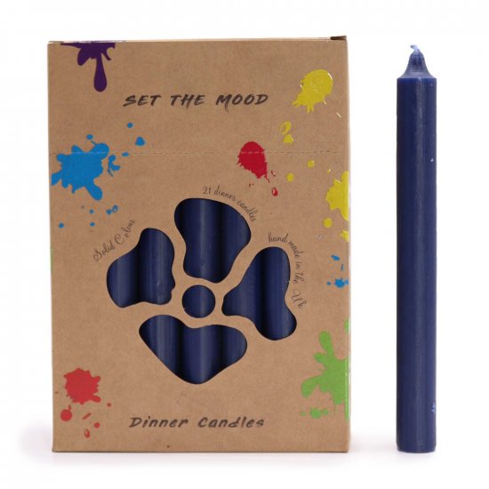 (image for) Solid Colour Dinner Candle Set - Pack of 21 - Rustic Navy