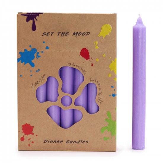 (image for) Solid Colour Dinner Candle Set - Pack of 21 - Rustic Lilac