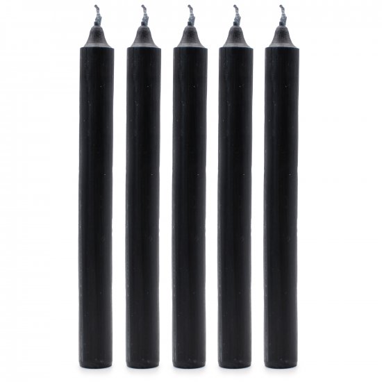 (image for) Solid Colour Dinner Candle Set - Pack of 21 - Rustic Black