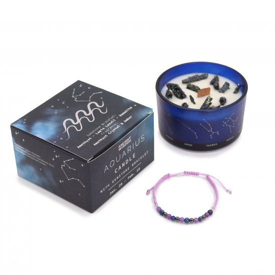 (image for) Zodiac Crystal Candle with Bracelet - Aquarious