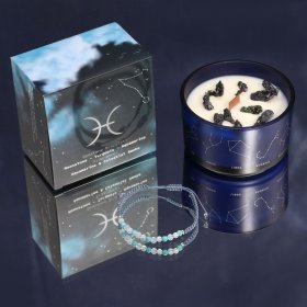 Zodiac Crystal Candle with Bracelet - Pisces Zodiac Crystal Candle with Bracelet - Pisces