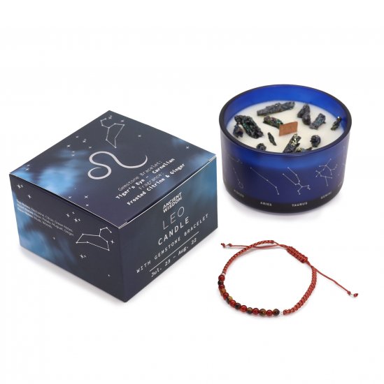 (image for) Zodiac Crystal Candle with Bracelet - Leo