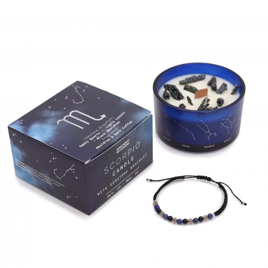 (image for) Zodiac Crystal Candle with Bracelet - Scorpio
