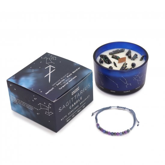 (image for) Zodiac Crystal Candle with Bracelet - Sagittarius