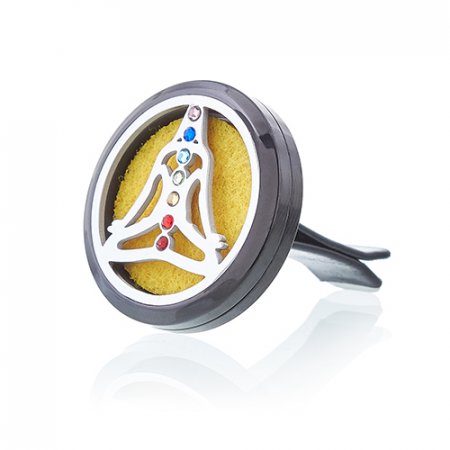 (image for) Car Diffuser Kit - Pewter Yoga Chakra - 30mm