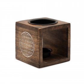 Square Mango Wood Oil Burner - Flower of Life Square Mango Wood Oil Burner - Flower of Life
