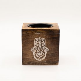Square Mango Wood Oil Burner - Hamsa Square Mango Wood Oil Burner - Hamsa