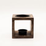 (image for) Square Mango Wood Oil Burner - Yin Yang