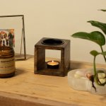 (image for) Square Mango Wood Oil Burner - Yin Yang