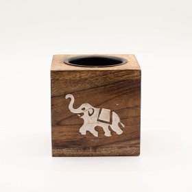 Square Mango Wood Oil Burner - Elephant Square Mango Wood Oil Burner - Elephant
