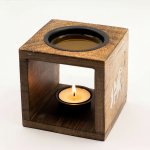 (image for) Square Mango Wood Oil Burner - Elephant