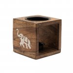 (image for) Square Mango Wood Oil Burner - Elephant