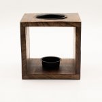 (image for) Large Square Mango Wood Oil Burner- Buddha Face