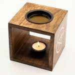 (image for) Large Square Mango Wood Oil Burner - Tree of Life