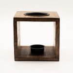 (image for) Large Square Mango Wood Oil Burner- Pentagon