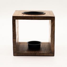 Large Square Mango Wood Oil Burner- Pentagon Large Square Mango Wood Oil Burner- Pentagon
