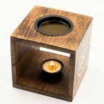 (image for) Large Square Mango Wood Oil Burner- Pentagon