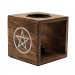 (image for) Large Square Mango Wood Oil Burner- Pentagon