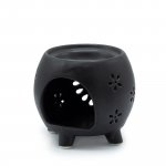(image for) Squat Pot Oil Burner Flower Burst - Matt Black