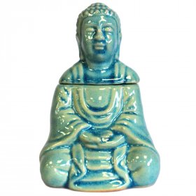 Sitting Buddha Oil Burner - Blue Sitting Buddha Oil Burner - Blue