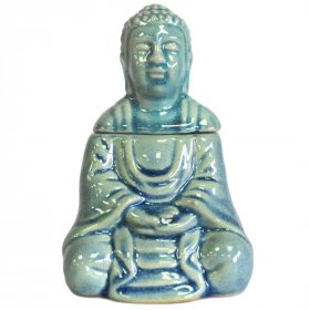 Sitting Buddha Oil Burner - Blue Sitting Buddha Oil Burner - Blue