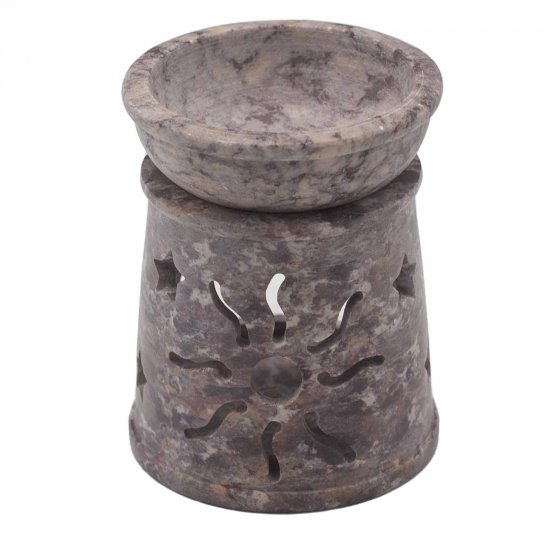 (image for) Small Soapstone Oil Burner 8cm - Sun & Stars