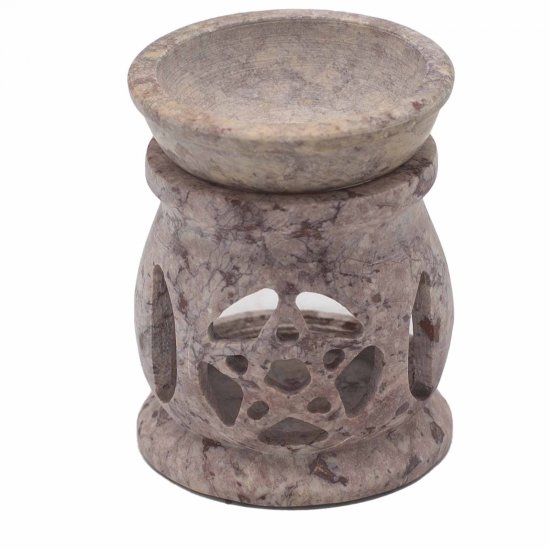 (image for) Small Soapstone Oil Burner 8cm - Three Moon Pentagon